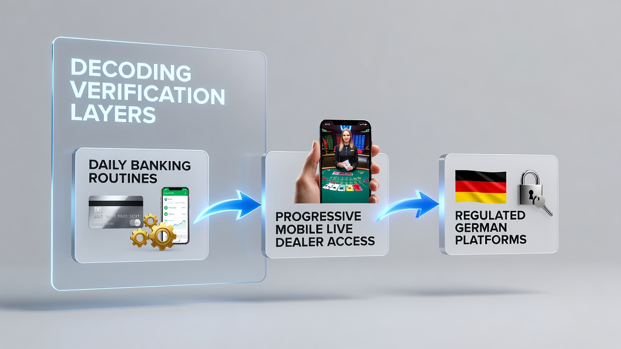 Illustration der Verifizierungsebenen in deutschen Bank- und Casino-Plattformen mit Fokus auf mobile Transaktionen